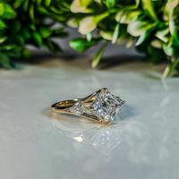 Bague de mariage classique en or massif 10K 14K 18K avec trois pierres en moissanite, taille Asscher, côtés effilés, taille US 4-12 pour femme