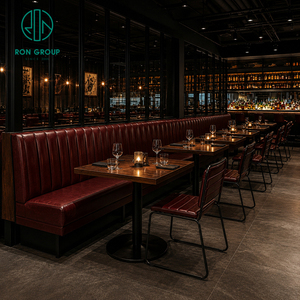 <span class=keywords><strong>Muebles</strong></span> de <span class=keywords><strong>Restaurante</strong></span> de Lujo Ron Group, Asientos Curvos Tapizados con Respaldo Alto, Mesa Cuadrada de Madera, Silla Comercial de Cuero - Product Image 2