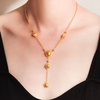 Nouveau collier à pampilles en filigrane doré de style chinois pour femmes - Design hortensia ajouré, chaîne en bambou de style ethnique, luxe léger
