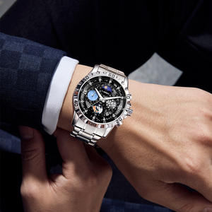 นาฬิกาสแตนเลสสุดหรูสำหรับผู้ชายนาฬิกาควอตซ์ดวง<span class=keywords><strong>ดาว</strong></span>แฟชั่นใหม่กันน้ำวันที่เรืองแสงสำหรับผู้ชาย - Product Image 5