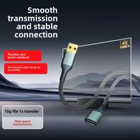 Kabel Ekstensi USB 3.0 Berjalin Nilon Male-to-Female Transfer Data Kecepatan Tinggi Pengisian Cepat Kompatibel Komputer Hard Drive