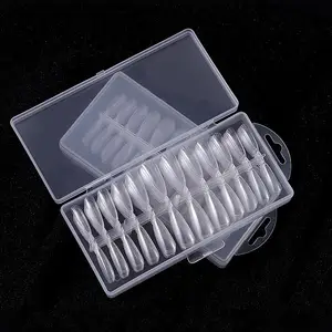 240 Pcs/ Box Professional Thin Clear False Nail Tips Full Cover Artificial Transparent Long Almond Finger Nails Tip