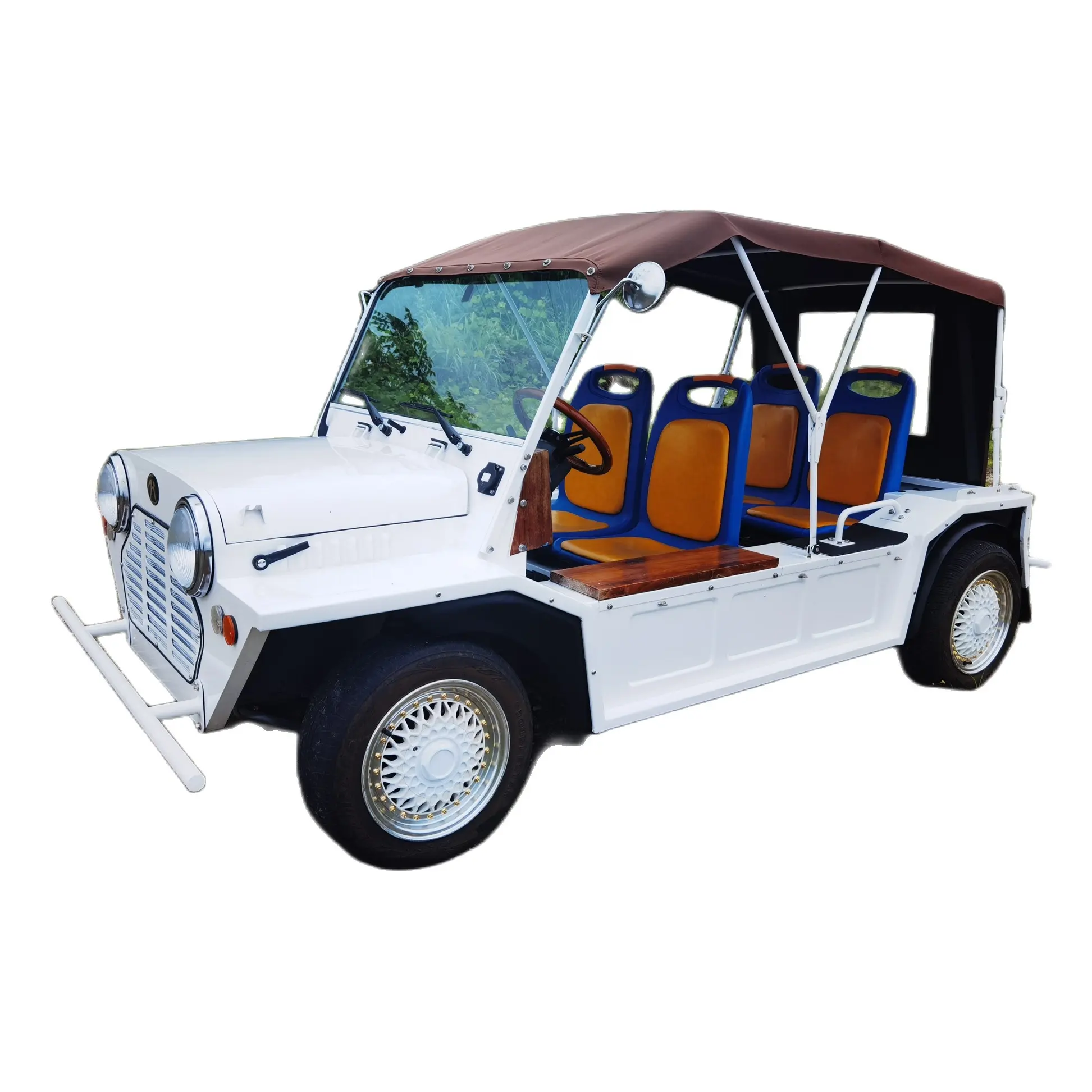 Arc-en-ciel 4 passagers batterie lithium fer phosphate moteur à courant alternatif quatre places gaz Mini Moke Jeep Style
