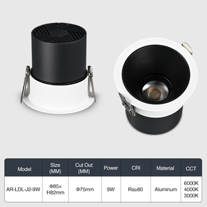 Downlight LED Empotrable de Aluminio Blanco y Negro Moderno de Alta Calidad de 9W para Iluminación del Hogar - Product Image 6