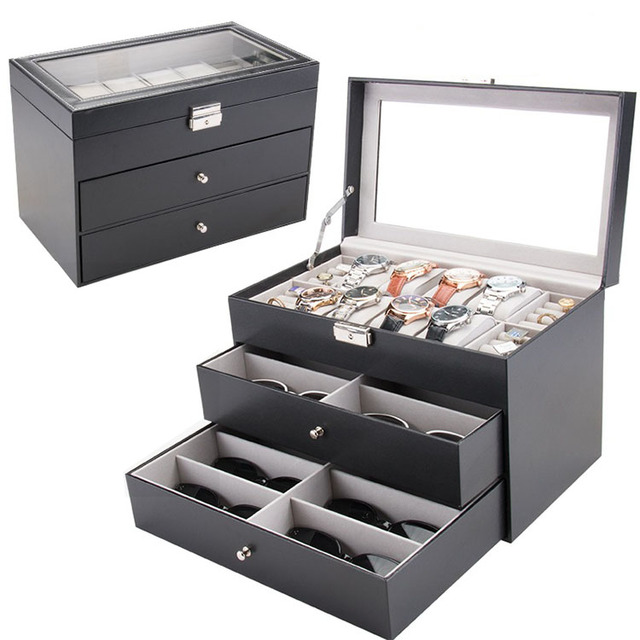 Wholesale 18-Glass Storage Display Box Three-Layer Leather PU Eco-Friendly Feature