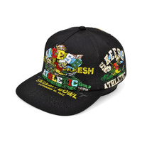Casquette Snapback à Visière Plate Broderie Mascotte Dessin Animé Vintage, Chapeau Rétro Universitaire avec Lettrage, Unisexe, Logo Personnalisé, Fourniture en Gros OEM