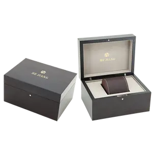 Custom Luxury Wrist Watch Box Watch Boxes Cases Custom Logo Single Wooden Packaging Pu Leather Watch Storage Collection Box
