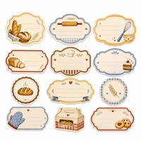 Ensemble d'autocollants adhésifs personnalisés sur le thème de la boulangerie, avec finition résistante à l'eau et à l'huile, pour sacs en papier, boîtes cadeaux et décoration d'emballages
