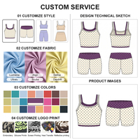 Ensemble de yoga personnalisé à pois, débardeur court à double bretelle et short taille haute, ultra doux, extensible dans les quatre sens, pour femme