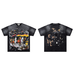 T-shirt graphique streetwear pour homme, style sport rétro, tee-shirt en coton surdimensionné - Product Image 4