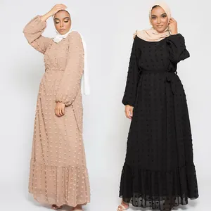 2023 New dress Arab Women's Robe Chiffon Jacquard Muslim Long Skirt Middle East Large Size Ladies Dress