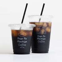 Gobelet en plastique PET personnalisé avec logo, 98 gobelets, transparent, réutilisable, à emporter, pour fête, café, jus, boisson, gobelet jetable en PET avec couvercle