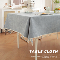 Nappe en chenille gris neutre avec bordure en dentelle, imperméable et lavable, pour salle à manger, cuisine, maison, vente en gros