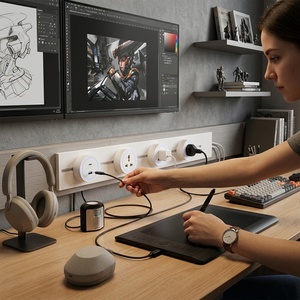 Touchmi Binario Elettrico Rimovibile Compatibile con Standard EU/UK/Universale con Presa, Soluzione per Scrivania da Ufficio - Product Image 2
