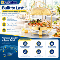 Plat à chafing de luxe Golden Key en acier inoxydable avec support de couvercle, chauffe-plats de buffet, logo personnalisé, polyvalent