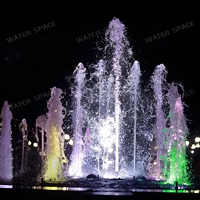 Fontaine musicale décorative moderne pour extérieur, petite piscine, zone sèche, avec lumières RGB, en acier inoxydable
