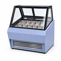 -18 ° C à -22 ° Congélateur à refroidissement par ventilateur, vitrine commerciale autonome pour glaces et gelatos
