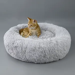 도매 럭셔리 애완 동물 고양이 개 소파 침대 귀여운 고양이 침대 라운드 플러시 쿠션 컴포트 원래 진정 도넛 새로운 디자인