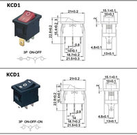 Prix de gros KCD1-2 miniature 15MM pieds en cuivre 2p 0-1 Mini interrupteur à bascule rond