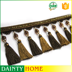 Bajo <span class=keywords><strong>precio</strong></span> <span class=keywords><strong>de</strong></span> venta al por mayor <span class=keywords><strong>de</strong></span> textiles para el hogar cortina azul decorativo franja <span class=keywords><strong>de</strong></span> la borla - Product Image 4