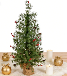 <span class=keywords><strong>Sapin</strong></span> de Noël artificiel en épicéa de <span class=keywords><strong>120</strong></span> <span class=keywords><strong>cm</strong></span>, pré-décoré avec baies rouges, cônes de pin et aiguilles de pin réalistes, base de table - Product Image 5