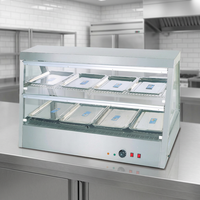 Vitrine chauffante électrique double couche en acier inoxydable, design moderne et écologique, pour comptoir, idéale pour la présentation alimentaire