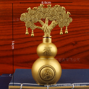 Dingtong Ornamento Rotante a Forma di Zucca per l'Attrazione della Ricchezza e del Tesoro, Albero delle <span class=keywords><strong>Cento</strong></span> Benedizioni, da Scrivania, per Ingresso Ufficio in Metallo - Product Image 5
