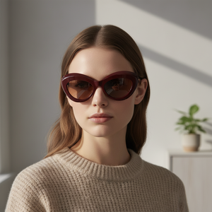 Lunettes <span class=keywords><strong>de</strong></span> soleil rétro œil <span class=keywords><strong>de</strong></span> chat TFB unisexe, monture ovale vintage pleine bordure, verres marron élégants, lunettes <span class=keywords><strong>de</strong></span> mode, protection UV % - Product Image 6