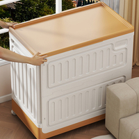 Organiseur de maison pliable en plastique avec roulettes, conteneur en plastique mobile, panier de rangement pliable à couvercle rabattable, grande capacité