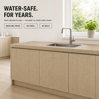 Fournisseur unique de meubles de cuisine en panneaux de fibres à densité moyenne (MDF) mélaminés E1 modernes, résistants à l'humidité, 18 mm, pour bâtiments de bureaux