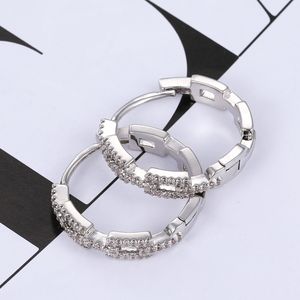 ファッション18K金メッキのヒップホップロックイヤリング、キューバのチェーン形状のジルコンダイヤモンド、ユニセックスリンクイヤリング。 - Product Image 4