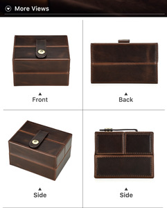 กล่องเก็บนาฬิกาหนังม้าบ้า<span class=keywords><strong>2</strong></span>ช่องสไตล์ย้อนยุคสุดหรูกล่องเก็บนาฬิกาทรงสี่เหลี่ยมแบบเปิดสองช่อง - Product Image 4