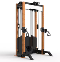 Rack à Squats Multifonctionnel avec Lat Pull Down/Cable Crossover, Pile de Poids 70kg*2, Acier Carbone pour Usage Domestique et Commercial