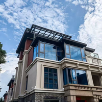 Fenêtre coulissante horizontale à rupture de pont thermique résistante aux intempéries en alliage d'aluminium, coupe-vent, étanche, insonorisée pour la rénovation de villas