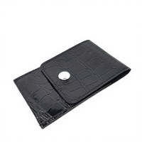 Nouvel Arrivage OEM/ODM TEEJAY ETP-480 Pochette en Raxine Noire Effet Crocodile pour 2 Pinces à Épiler et 1 Ciseaux, Couleur et Logo Personnalisables
