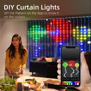 ไฟ LED RGB แบบม่านอัจฉริยะ สำหรับ<span class=keywords><strong>คริสต์มาส</strong></span> & ควบคุมผ่านแอ<span class=keywords><strong>ป</strong></span>, <span class=keywords><strong>ป</strong></span>รับแต่งได้ (1x1ม./2x2ม./3x3ม.) ไฟตกแต่ง - Product Image 4