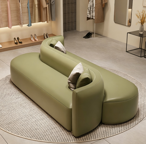 Sofá Curvo Moderno de Dos Lados en Cuero para Sala de Espera, Salón de Belleza, Recepción de Hotel, Edificio de Oficinas - Product Image 1