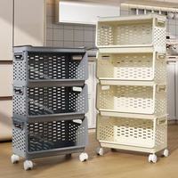 Étagère de rangement pour légumes en plastique multi-niveaux et mobile, panier de rangement en PP épais, boîte de rangement pour accessoires de cuisine, grande capacité