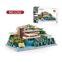Ensemble de blocs de construction en plastique ABS pour briques MOC Fallingwater, jouets de bricolage célèbres modernes de l'Amérique et de Pennsylvanie