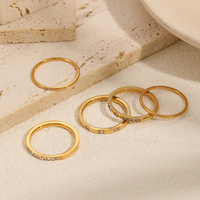 Bagues fines en acier inoxydable 316L plaqué or 18K PVD, serties de zirconiums cubiques, empilables, bijoux de mode pour femmes