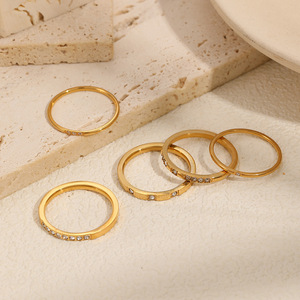 Bagues fines en acier inoxydable 316L plaqué or 18K PVD, serties <span class=keywords><strong>de</strong></span> zirconiums cubiques, empilables, bijoux <span class=keywords><strong>de</strong></span> mode pour femmes - Product Image 4