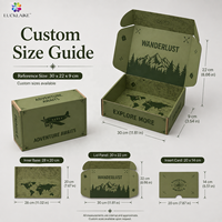 Boîte d'emballage cadeau en carton vert olive écologique de qualité supérieure, à double paroi, pour abonnement et envoi, idéale pour les voyages et les aventures.
