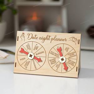 Rueda giratoria de noche con fecha grabada personalizada, planificador único para parejas, tablero de ideas de fecha de madera, actividad divertida de aniversario romántico - Product Image 3