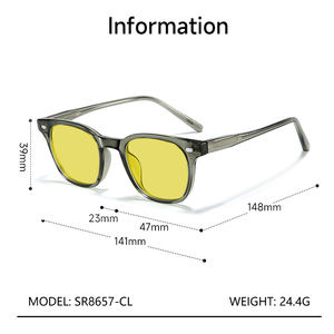 Lunettes de vue unisexes avec monture TR90, film de revêtement rétro tendance, verres orange jaune, anti-lumière bleue - Product Image 3