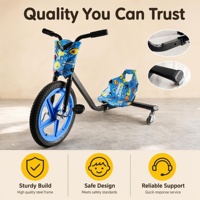 Drift Trike pour Enfants, Véhicule de Drift à Grandes Roues, Pneu Avant Gonflable de 16 Pouces, PU Léger de 70 mm, Cadre Réglable, 100 kg, Électronique Moderne