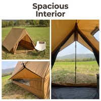 Tenda Camping Pantai Gaya Kabin Dua Lapis Ringan dengan Cerobong Asap, Dapat Digunakan Empat Musim, Bahan Kain Polyester Anti Air 3000mm