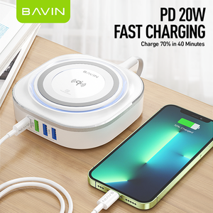 <span class=keywords><strong>Chargeur</strong></span> de téléphone USB multi-ports Bavin avec logo personnalisé, <span class=keywords><strong>prix</strong></span> de bureau, <span class=keywords><strong>5</strong></span> en 1, 45 W PD, station de charge rapide 20 W avec <span class=keywords><strong>chargeur</strong></span> sans fil - Product Image 5