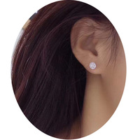 Kadınlar için Baget Halo Oval Saplama Küpe, 5mm, Beyaz Altın Kaplama Pirinç Kübik Zirkonya Pave, Kore Tarzı