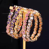 Bracelet élastique fait main avec pavé de zircone cubique taille cœur, perles de cristal colorées en forme de cœur, bijoux fantaisie pour femme