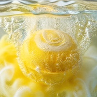 Bombe de bain artisanale au citron, boule effervescente jaune crémeuse, relaxante, hydratante, pour spa, lot de 6 pièces, vente en gros, personnalisable OEM ODM, 100g